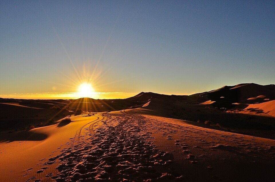 Erg Chebbi dunes near Merzouga in the Moroccan Sahara