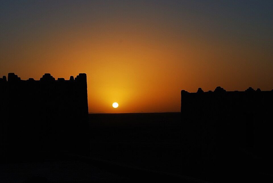 Sunset over the dunes on an off-road Morocco expedition
