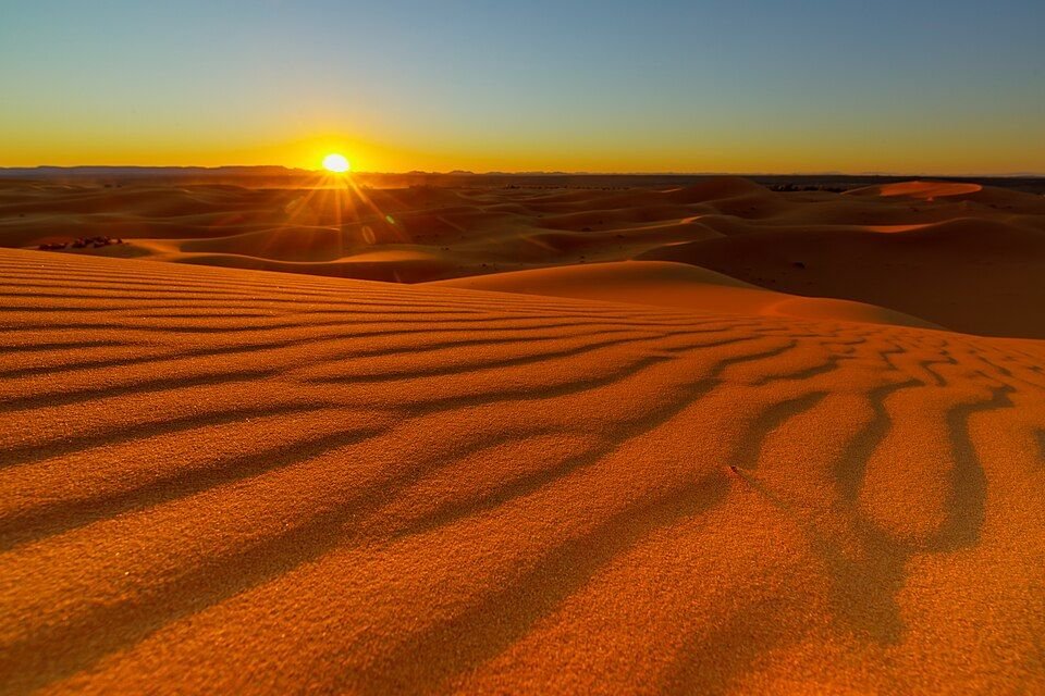 Sunset over Erg Chebbi Sahara dunes