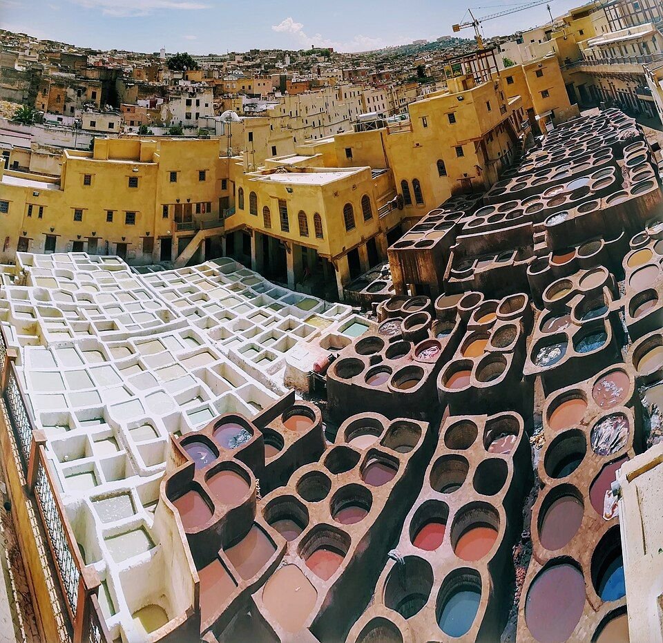Fes tanneries at the start of a seven day Morocco tour